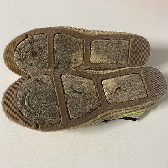 Tory Burch Multicolor Striped Canvas Espadrilles Flat Neon Green Navy 8 - Picture 7 of 7